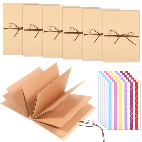 HANLANXUE 6 Pack Accordion Scrapbook Albums 8.26 x 6 Inches Hardcover Photo Albums Stretchable Folding DIY Handmade Adventure Memory Book for Anniversary Graduation Wedding Birthday