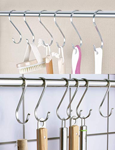 Yeavs 16 Pack Upgrade Flat S Shaped Hooks, Heavy Duty Sus304 Stainless Steel S Hook, Utility Hooks For Outdoor Storage(X-Large) #TOP4