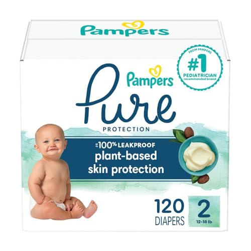Image of Pampers Pure Protection Diapers - Size 2, 120 Count, Hypoallergenic Premium Disposable Baby Diapers