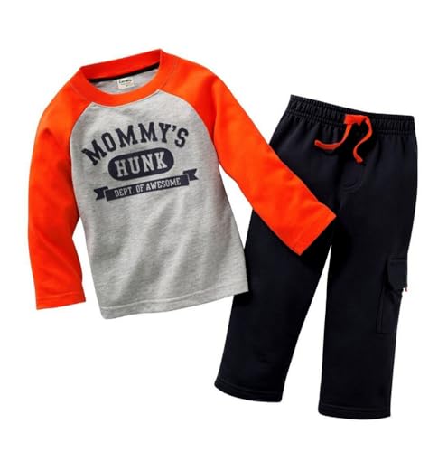 Toddler Boys Girls Unisex Cotton 2-Piece Long-Sleeve Shirts and Pants Playwear Set