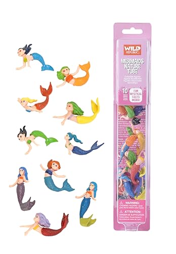 Wild Republic Mermaid Figurines Tube, Mermaid toys, Underwater, Sirens, Kids Gifts, 10-Piece