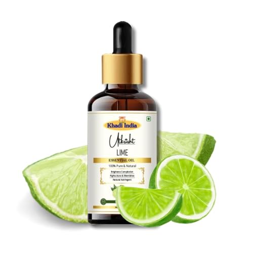 Image of Khadi Lime Essential Oil 15 ml | Pure & Natural | Lemongrass Aroma for Home Cleaning | Anti Aging Properties | Oil for Face & Hair | All Skin Types | Aromatherapy for Men & Women