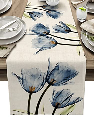 Runner da tavola moderno, motivo stampato in tela di lino da...