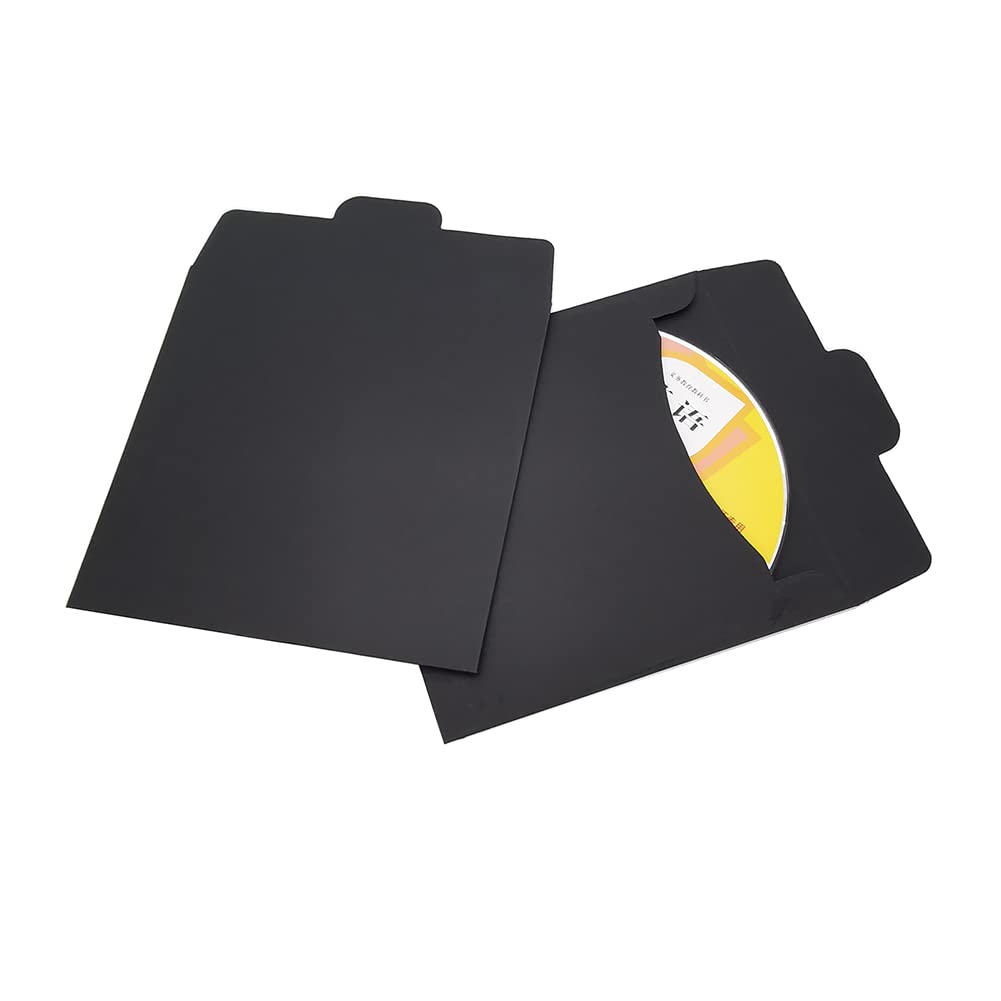 Hugede Black 50 Pcs Kraft Paper Cd Sleeves Dvd Holder Envelopes Square Vintage Envelopes Invitation Card Covers For Weddings Baby Shower