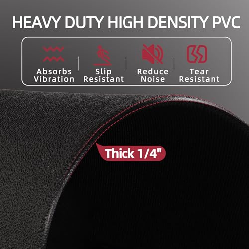 High Density Home Gym Treadmill Exercise Bike Equipment Mat, 1/4" Thick, Multiple Sizes