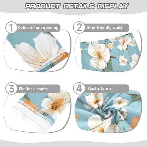 Toddler Girls Leggings Printed Yoga Pants Leggings White Orange Floral for Kids3