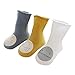 3 Pares de Calcetines para Bebés Unisex Suave Elástico Calcetines Algodón Cálido Lindo Colorido Respirable Antiestático Anti-Sensible Regalo para Bebés de 0-12 meses - Azul Amarillo Blanco - S