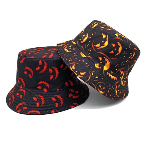 Image of Bucket Hat for Women Men,Travel Sun Beach Cap,Unisex Fishing Outdoor Boonie (Halloween Black Gold)