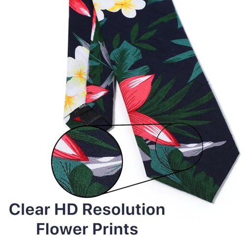Image of Parquet Mens Floral Tie | Cotton Printed Skinny Necktie for Wedding | Spring & Summer