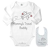 SHIRTZIE DESIGNS Mommy's Travel Buddy - Cute Fun Traveling Mother Infant outfit Baby Onesie & Blb