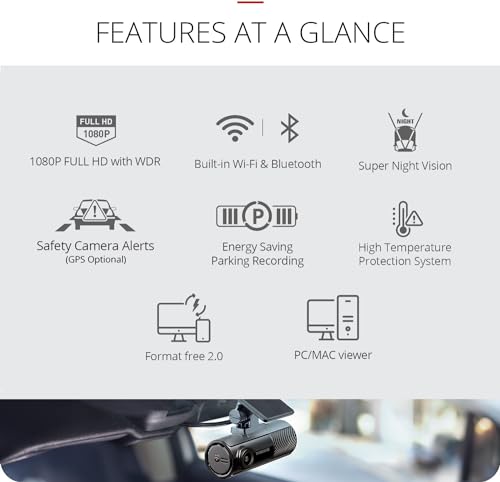 Thinkware F70 PRO Dash Cam Full 1080p Front Car Camera Dashcam, Wi-Fi, Bluetooth, Parking Mode, Includes 32GB SD Card - Image 2