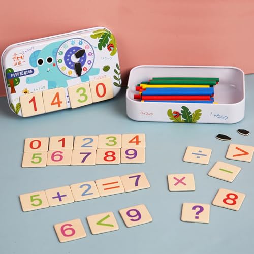 HBERCAI Mathematisches Spielzeug Holz Mathe mit Zählstäbchen,Mathe Spielzeug Rechenstäbchen,Zahlenlernspiel