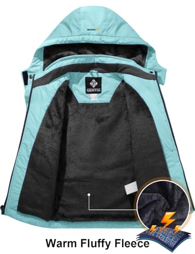 Image of GEMYSE Girl's Waterproof Ski Snow Jacket Hooded Fleece Lined Windproof Winter Jacket