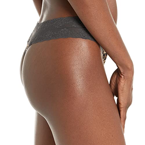 Natori Women's Bliss Perfection: O/S Thong, Coal/Luxe/Leopard Print, Os #TOP2