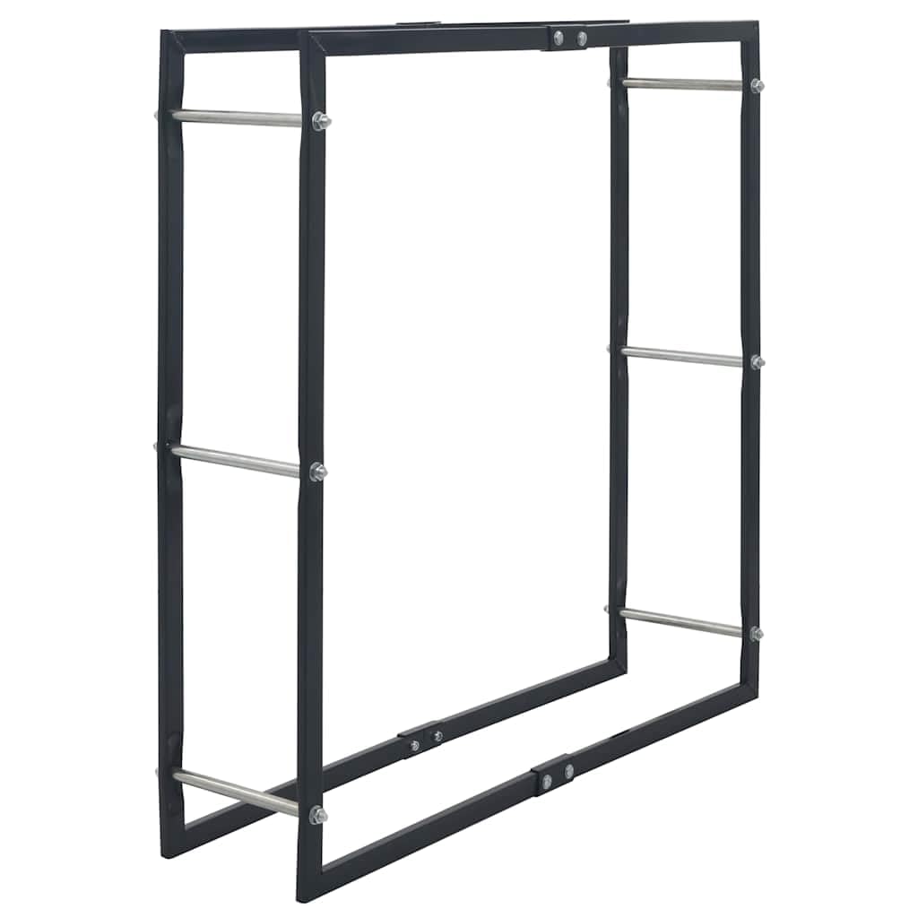 Drzwi na drewno opałowe czarne 100x25x100 cm stal