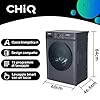 CHiQ CW07123863AX Lavatrice incasso - 7KG, Classe A, Motore BLDC 1200 RPM, Vapore e Lavaggio rapido, 15 Programmi, Design compatto (60x46,5x84cm) - Grigio moderno