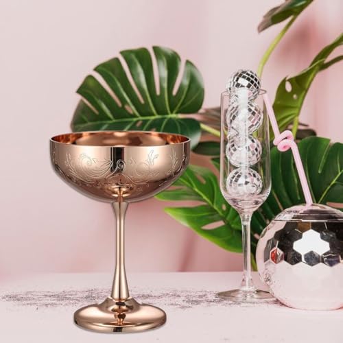Copa de vino de acero inoxidable grabada de lujo para champán y martini 7