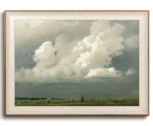 KISSFOX Framed Wall Art Vintage Wall Decor Landscape Canvas Art Cloud Pictures Forest Paintings Rustic Artwork For Living Room Bedroom Bathroom Kitchen