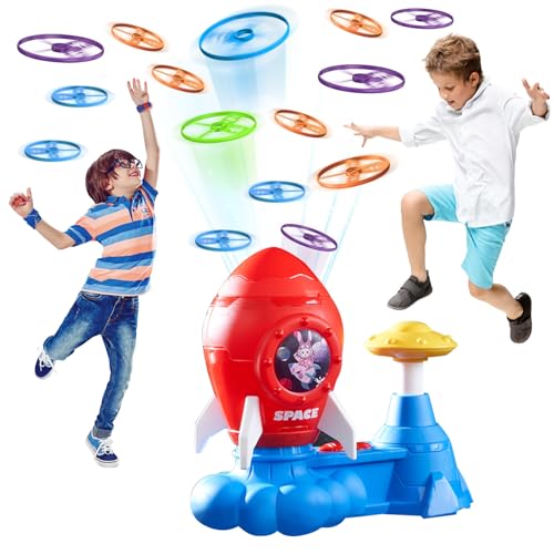 Outdoor Toys for Kids Ages 3-8: Flying Disc Rocket Launcher