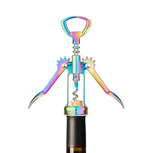Blush Winged Corkscrew, Iridescent Bottle Opener, Cork Remover, Rainbow Wine Gift Accessory, Mirage, Set of 1