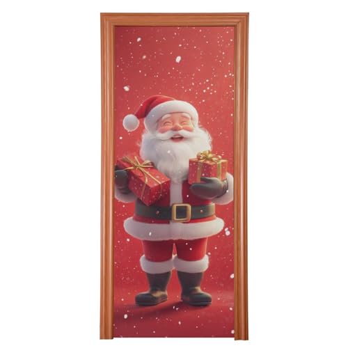 FLildon Santa Claus Door Cover Decoration, Party Accessory Porch Decor for Festive Ornament Room Door Covers 36 x 98 Inch