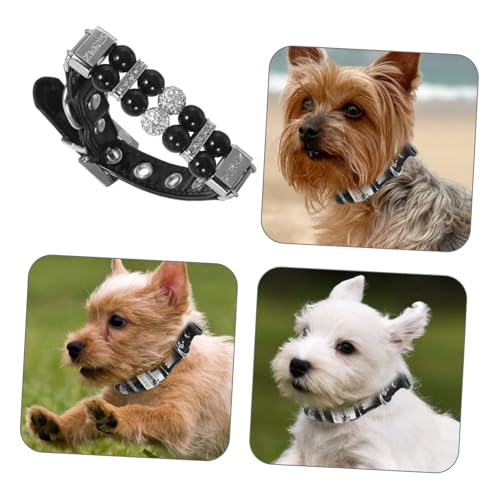 UPKOCH Perlenhalsband für Hunde und Katzen Verstellbares Design Weiches Pu-Material Edle Perlen und Kristall-Details für Kleine Hunderassen und Anlässe