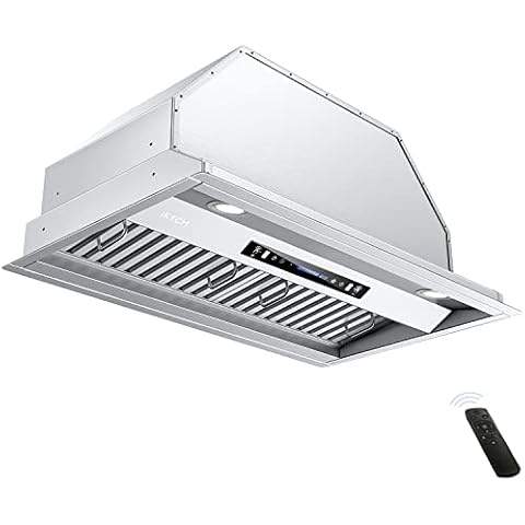 IKTCH 30 inch Built-in/Insert Range Hood 900 CFM, Ducted/Ductless Convertible Duct, Stainless Steel Kitchen Vent Hood with 2 Pcs Adjustable Lights and 2 Pcs Baffle Filters with Handlebar(IKB02-30'') Cover