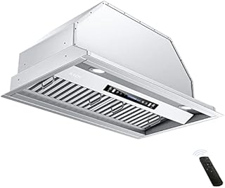 IKTCH 36 inch Built-in/Insert Range Hood 900 CFM, Ducted/Ductless Convertible Duct, Stainless Steel Kitchen Vent Hood with 2 Pcs Adjustable Lights and 3 Pcs Baffle Filters with Handlebar(IKB02-36'')