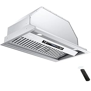 IKTCH 36 inch Built-in/Insert Range Hood 900 CFM, Ducted/Ductless Convertible Duct, Stainless Steel Kitchen Vent Hood with 2 Pcs Adjustable Lights and 3 Pcs Baffle Filters with Handlebar(IKB02-36”)