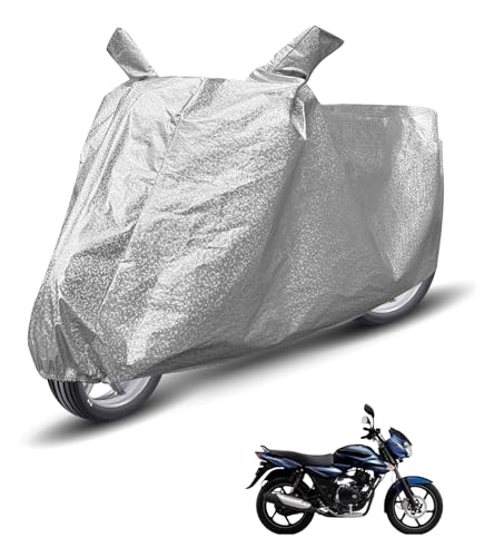 Image of Auto Hub Waterproof Bike Cover Compatible with Bajaj Discover 135 Dustproof, UV Protection Two Wheeler Bike Discover 135 Cover - Metallic Silver