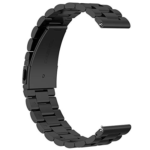 for Timex Weekender Stainless Steel Replacement Band, AWADUO 20mm Replacement Stainless Steel Wrist Band Strap for Timex Weekender/Expedition(Metal Black)