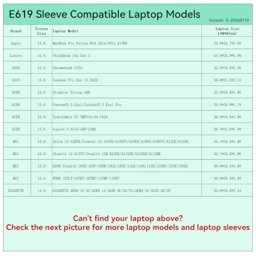 Image of Smatree Elite Laptop Sleeve for 15.6 inch Apple MacBook Pro, Lenovo ThinkBook /ThinkPad, Aspire 5 /Delta /Stealth /Creator,GIGABYTE AERO,Protective Case with Pocket(E619)