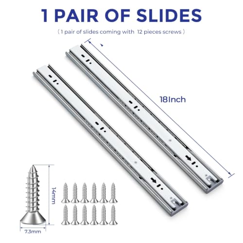 Image of Ravinte Silver Soft Close Drawer Slides 18 Inch 2 Pairs 4 Pack