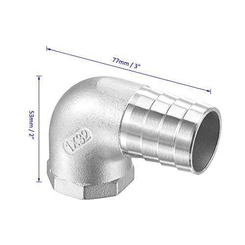 M METERXITY Hose Barb Fittings - 90 Degree Elbow Stainless Steel 32mm Pipe Connector Apply to Water Fuel (1" NPT Female Pipe) - Image 4