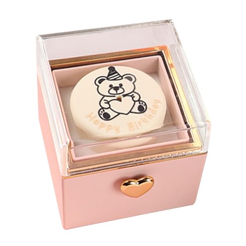 Tktouci Cajas De Joyas - Caja De Anillo Giratoria Pequeño Oso Pastel,Decoración Hogar Romántica Para Exhibición De Alhajas De Recuerdo Vanity Bodas