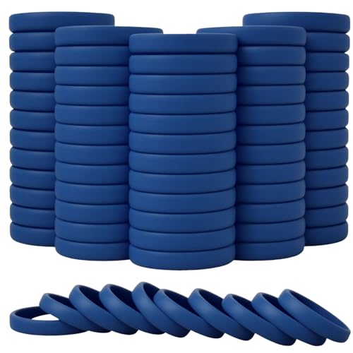 ZIQON 60Pcs Colorful Silicone Wristbands Durable Rubber Awareness Bracelets for Fundraiser, Events & Support Waterproof & Durable (Navy)