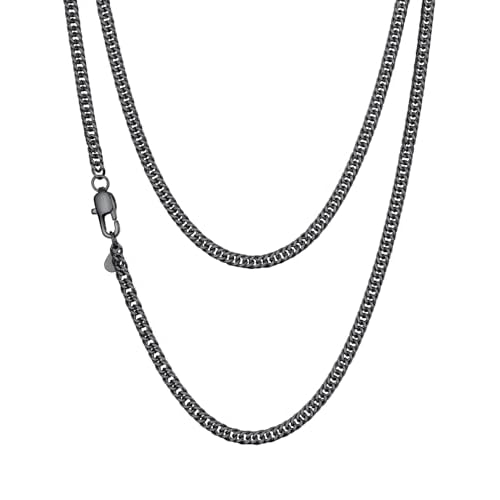 ChainsHouse Men Thick Cuban Chain Necklace, Stainless Steel/Black/Gold Plated Miami Cuban Necklace, 3/5/7/10/13.5MM Width, Hip Hop Mens Jewelry 18"-30", Send Gift Box 20 inch f: 3mm-Black