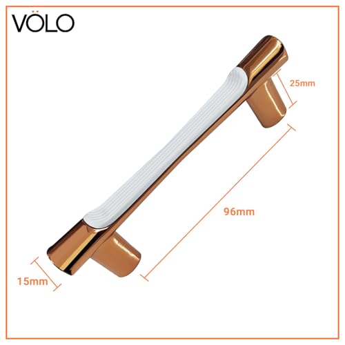 Image of VOLO Wardrobe Cabinet Handle - Sleek Pull Handle for Drawers, Wardrobes, Sliding Doors, and Cabinets in Kitchen, Bedroom, and Office (R-241) (2, Rose Gold, 96MM (4 Inch))