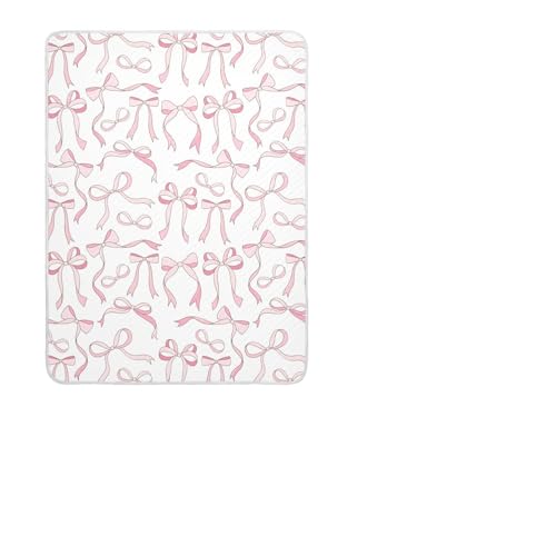 Image of Pink Ribbon Bows Love Baby Swaddle Blanket for Boys and Girls, Muslin Baby Receiving Swaddle Blanket, Soft Cotton Nursery Swaddling Blankets for Newborn Toddler Infant