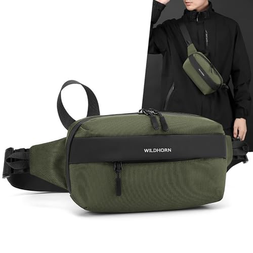 Image of Wildhorn Crossbody Sling Bag for Men | Compact Waist & Chest Bag | Water-Resistant Travel Fanny Pack with Adjustable Strap for Daily Use, Hiking & Outdoor Activities (Green)
