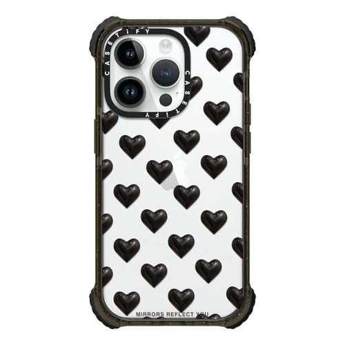 CASETiFY �E���g�� �C���p�N�g�P�[�X iPhone 14 Pro [MIL�K�i���� (5x MIL-STD-810G) / 3.5m����̗����������N���A] - Black Hearts - �u���b�N