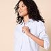 Amazon Essentials Women's Regular-Fit Long-Sleeve Button-Down Poplin Shirt, French Blue White Stripe, Large