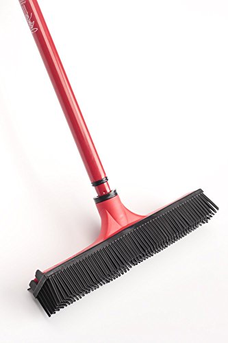 V7 Universal-Kehrbesen, V-Besen mit V-förmigen Borsten, Teleskop-Stiel und Gummilippe zum mühelosen Entfernen von Tier-, Haaren, Staub, Schmutz, Wasser, rot – Bild 4
