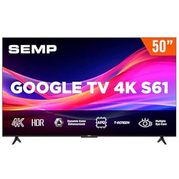 Smart TV Semp 50 Polegadas LED 4K S61 WiFi Bluetooth Google TV 3 HDMI HDR10 Dolby Audio 50S61