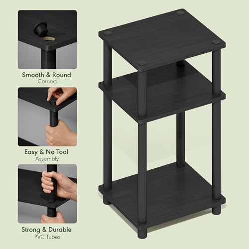 image for Furinno JUST Side Table, 3-Tier End Table, Open Shelves Night Stand, B