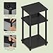 Furinno JUST Side Table, 3-Tier End Table, Open Shelves Night Stand, Bedside Table, Toolless Assembly, for Living Room, Bedroom, Bathroom, Americano