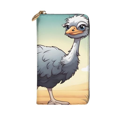 Cute Ostrich Prints Leather Long Clutch Wallet for Fashionable Girls and Women - Durable, Stylish, and Functional, Black, One Size2