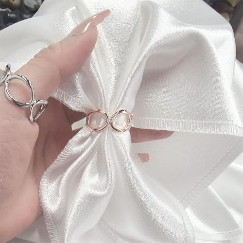 Image of Round Infinity Silk Scarf Ring Brooch for Women Fashion Circle Chain Shawl Scarves Buckle Clip Brooches Band Rings Size 12 Dainty Dress Accessories Jewelry