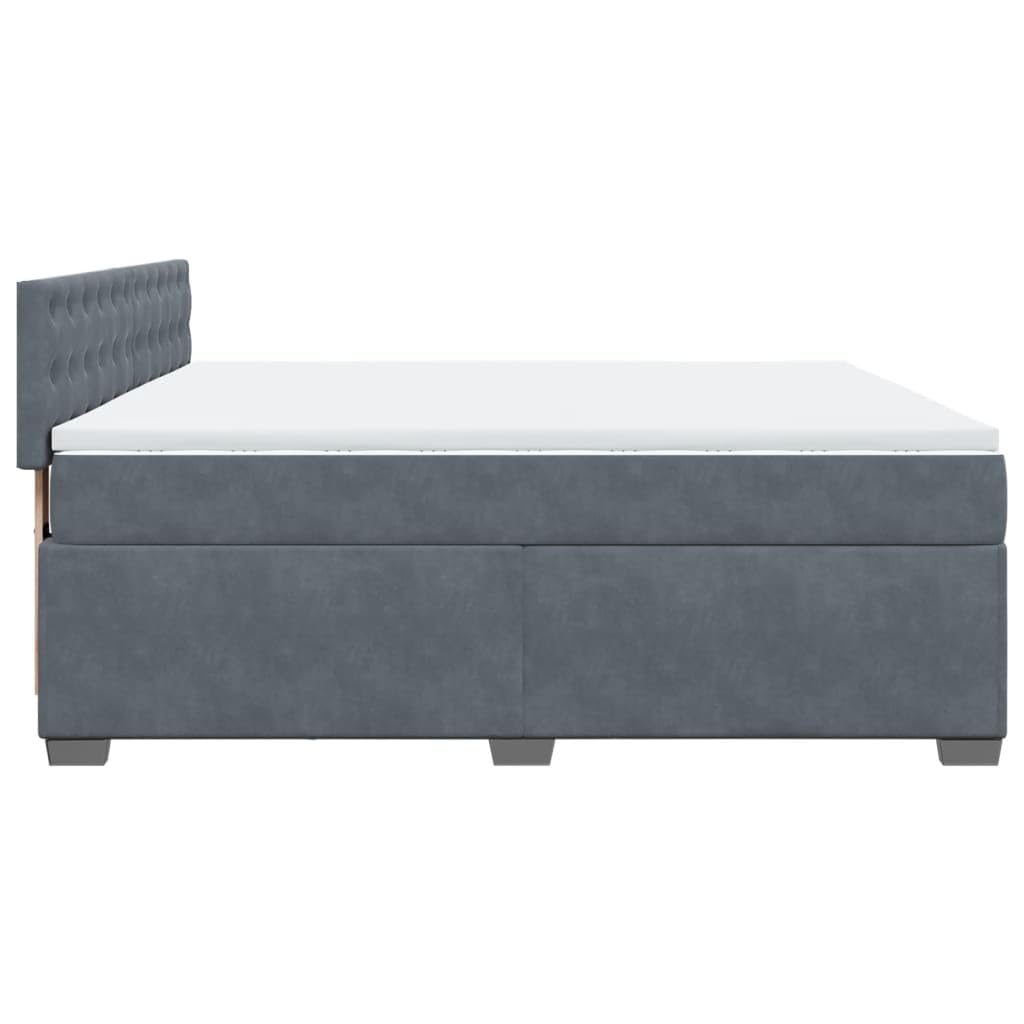 vidaXL Boxspringbett, Polsterbett Bett mit Matratze Matratzenauflage, Bettgestell mit Kopfteil Lattenrost, Doppelbett für Schlafzimmer, Dunkelgrau 180x200cm Samt