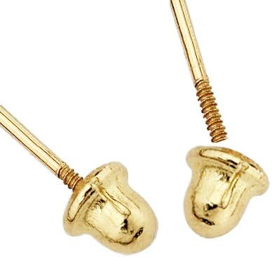 14k REAL Yellow Gold 5mm Round Birststone Color Solitaire Basket Set Stud Earrings with Screw Back - Image 6